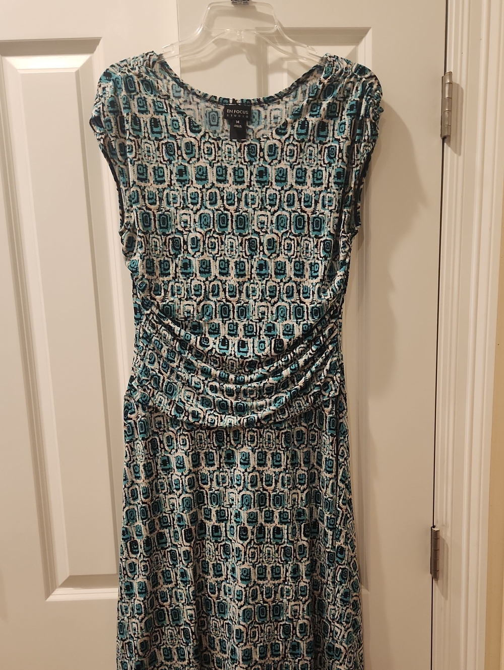 Enfocus Studio Blue Teal Geometric Midi Dress